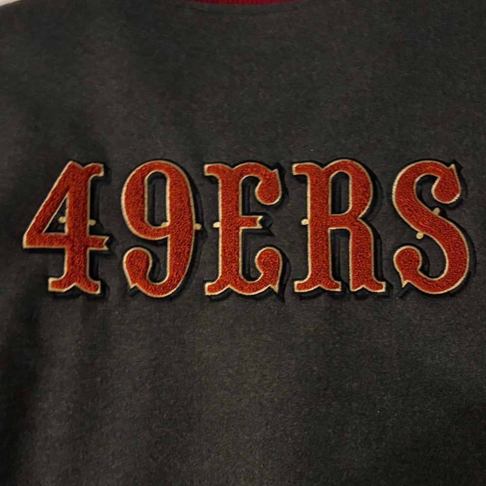 Team Apparel San Francisco 49ers Gray and Red Varsity Jacket - Picture 7 of 8